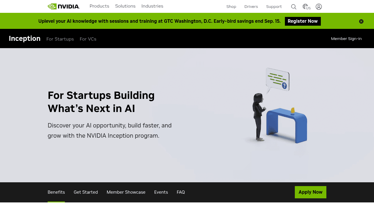 Cloud credits and infrastructure support available through NVIDIA Inception.