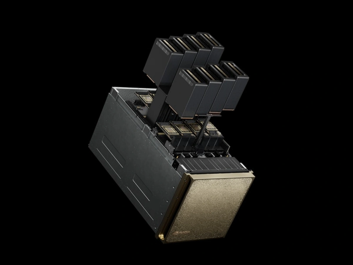 NVIDIA B200 GPU server hardware featuring advanced cooling systems and power distribution infrastructure in a professional data center environment