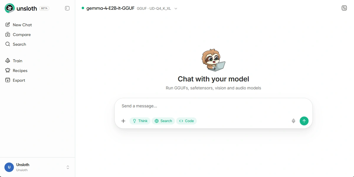 Unsloth Studio interface for configuring datasets, models, and fine-tuning jobs.