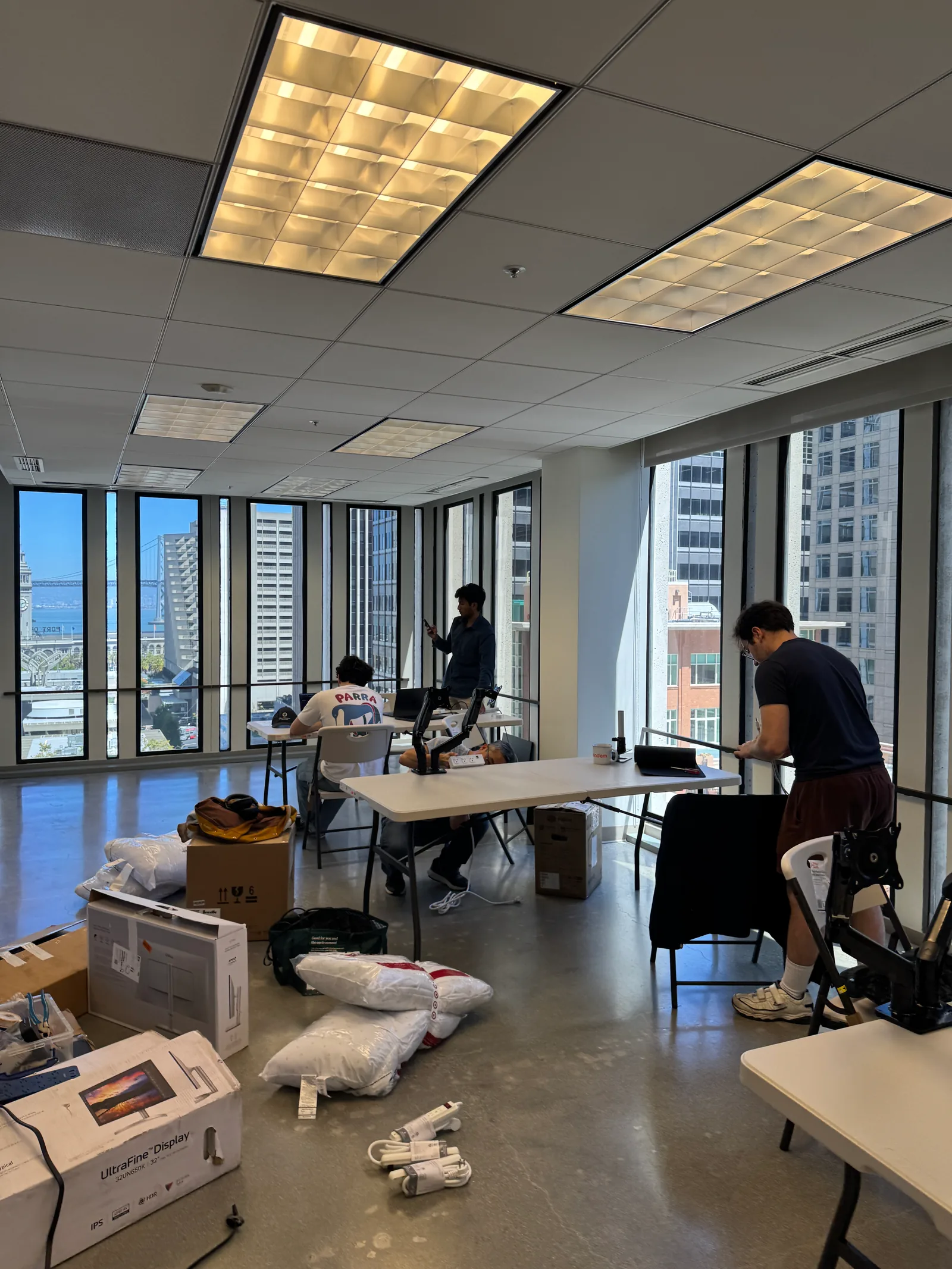 The Thunder Compute team setting up our San Francisco office